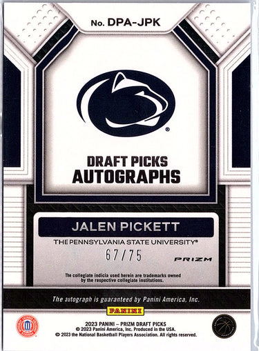 2023 Panini Prizm Draft Picks David Singleton Autographs Blue /75