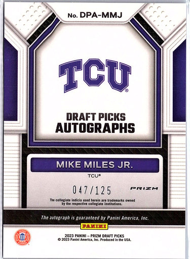 2023 Panini Prizm Draft Picks #DPA-MMJ Mike Miles Jr. Autographs Blue /125