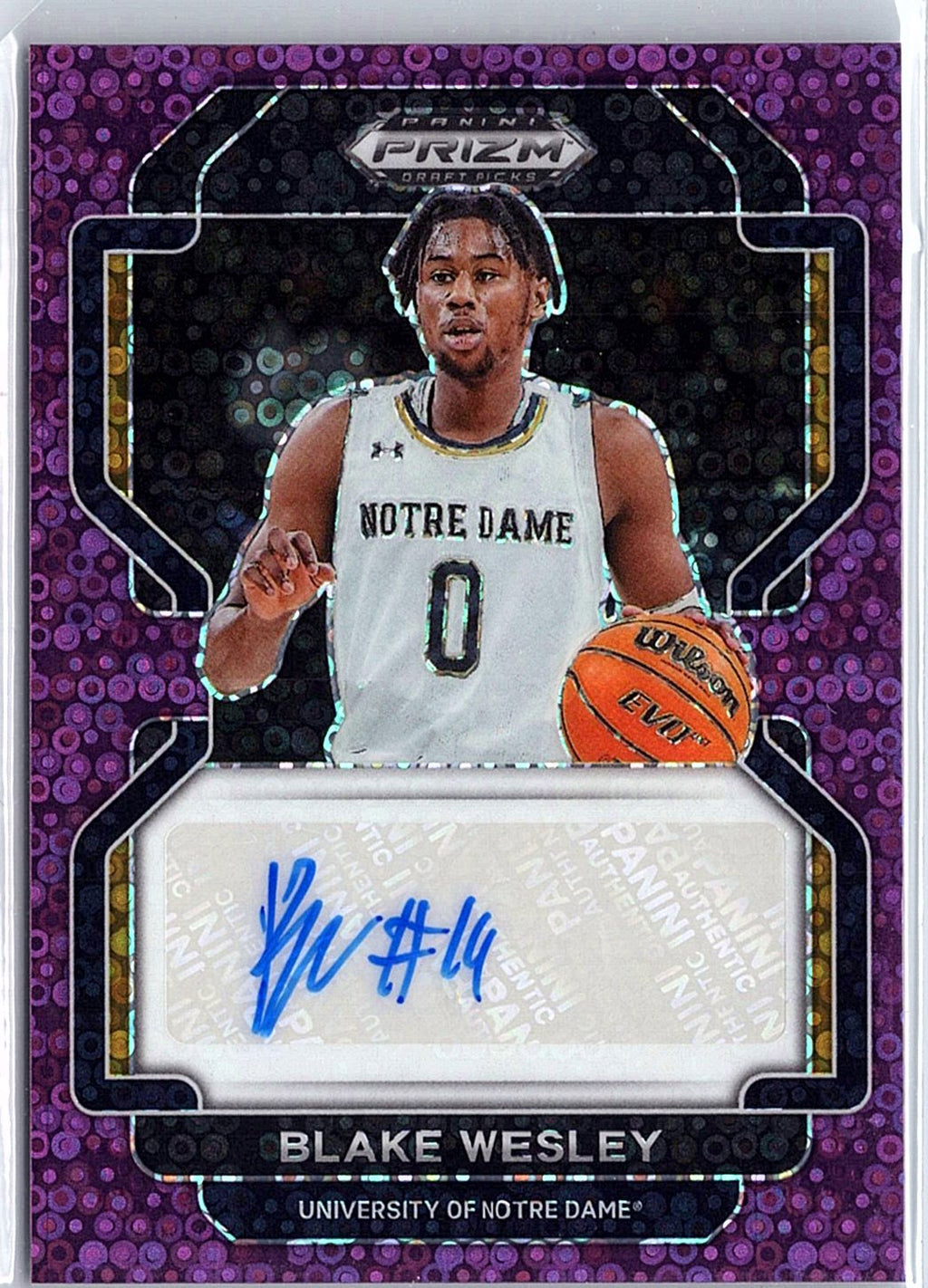 2022 Prizm Draft Picks #DP-BWE Blake Wesley Auto Purple Circles #/50