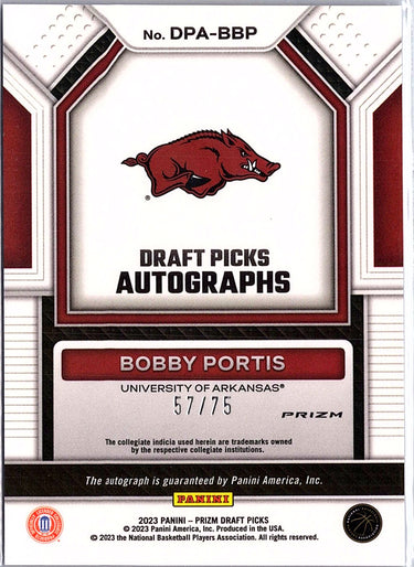 2023 Prizm Draft Picks Bobby Portis Autographs Blue Ice #/75