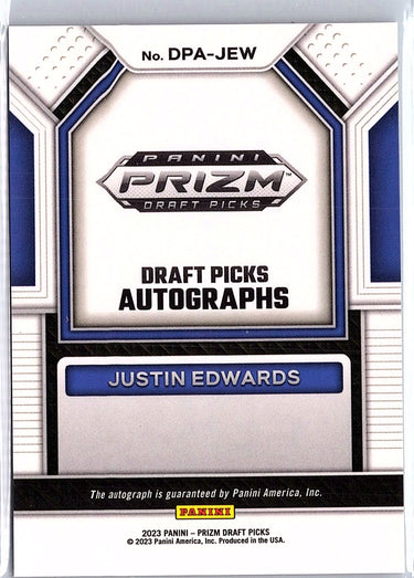 2023 Panini Prizm Draft Picks #DPA-JEW Justin Edwards Draft Picks Autographs