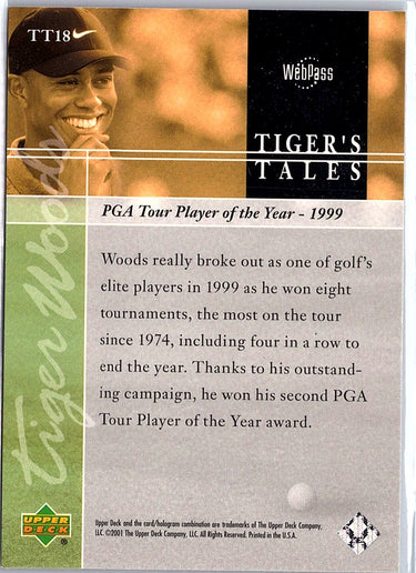 2001 Upper Deck #TT18 Tiger Woods Tiger's Tales