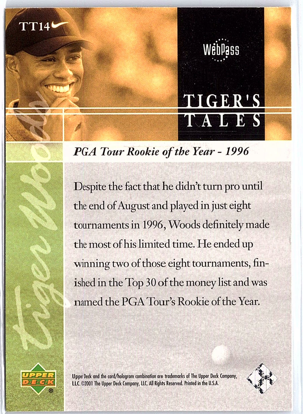 2001 Upper Deck #TT14 Tiger Woods Tiger's Tales