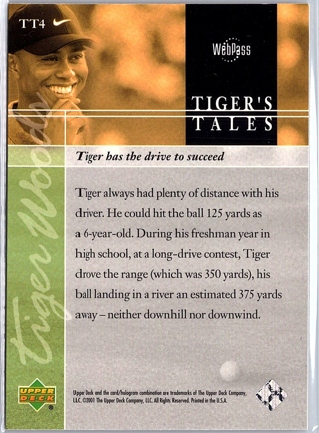 2001 Upper Deck #TT4 Tiger Woods Tiger's Tales