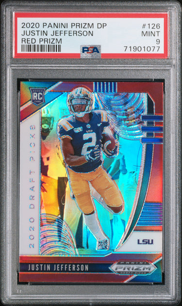 2020 Panini Prizm Draft Picks #126 Justin Jefferson Red Prizm PSA 9