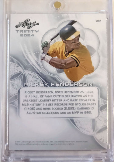 2024 Leaf Trinity #161 Rickey Henderson Green #/15