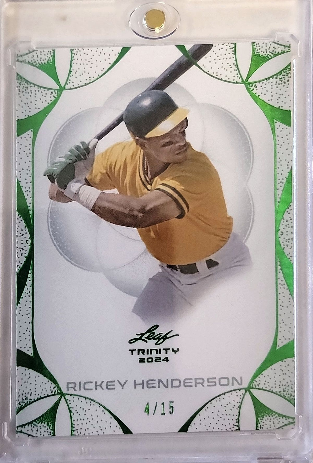 2024 Leaf Trinity #161 Rickey Henderson Green #/15