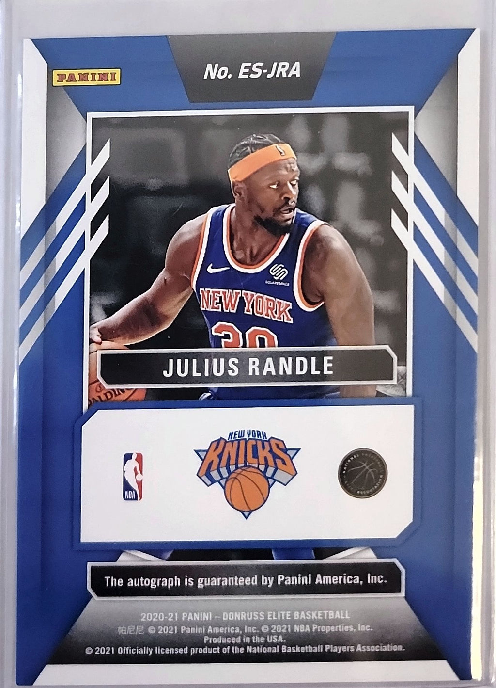 2020-21 Panini Donruss Elite #ES-JRA Julius Randle Elite Signatures Gold #/10