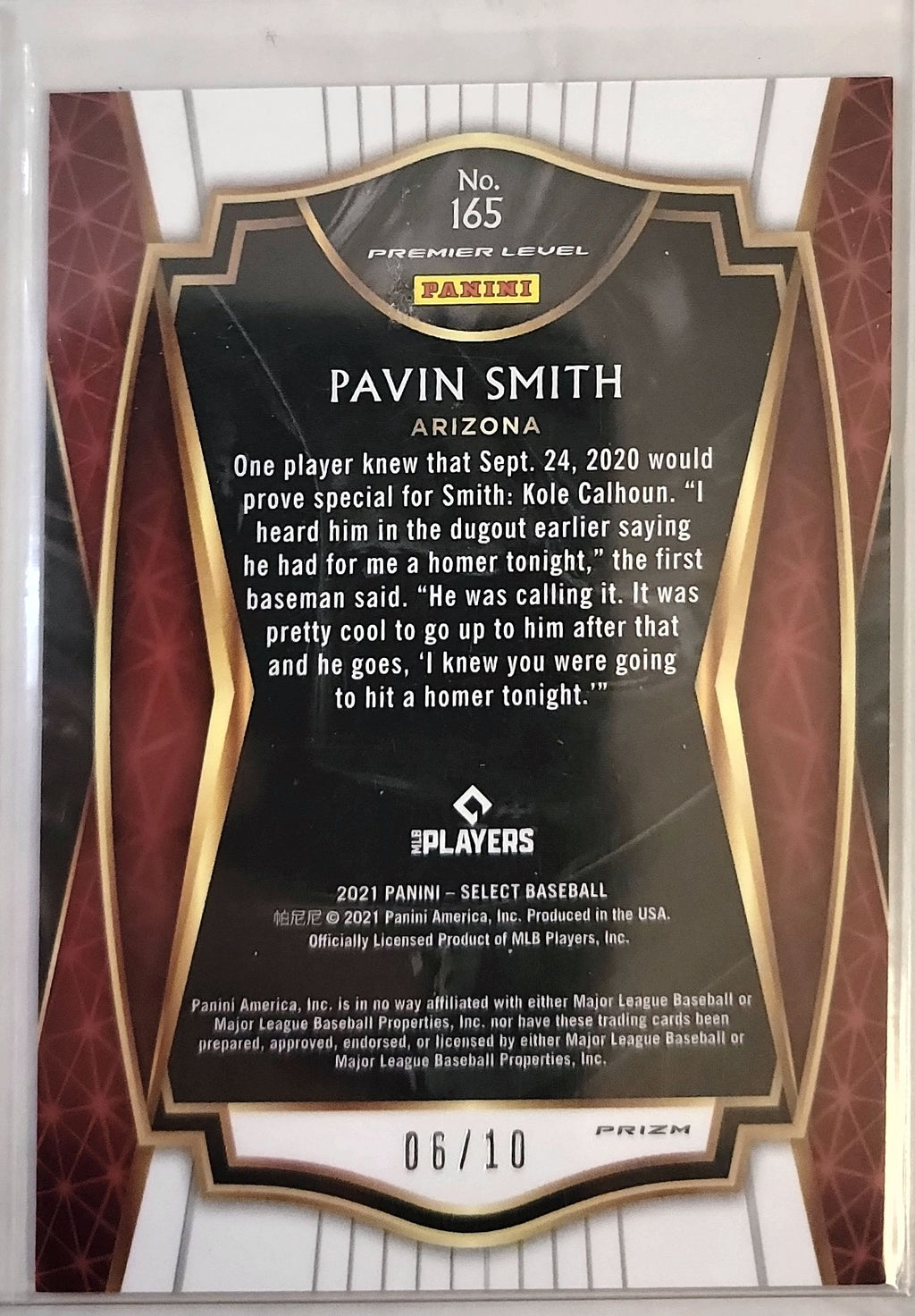 2021 Panini Select #165 Pavin Smith Gold Prizm #/10