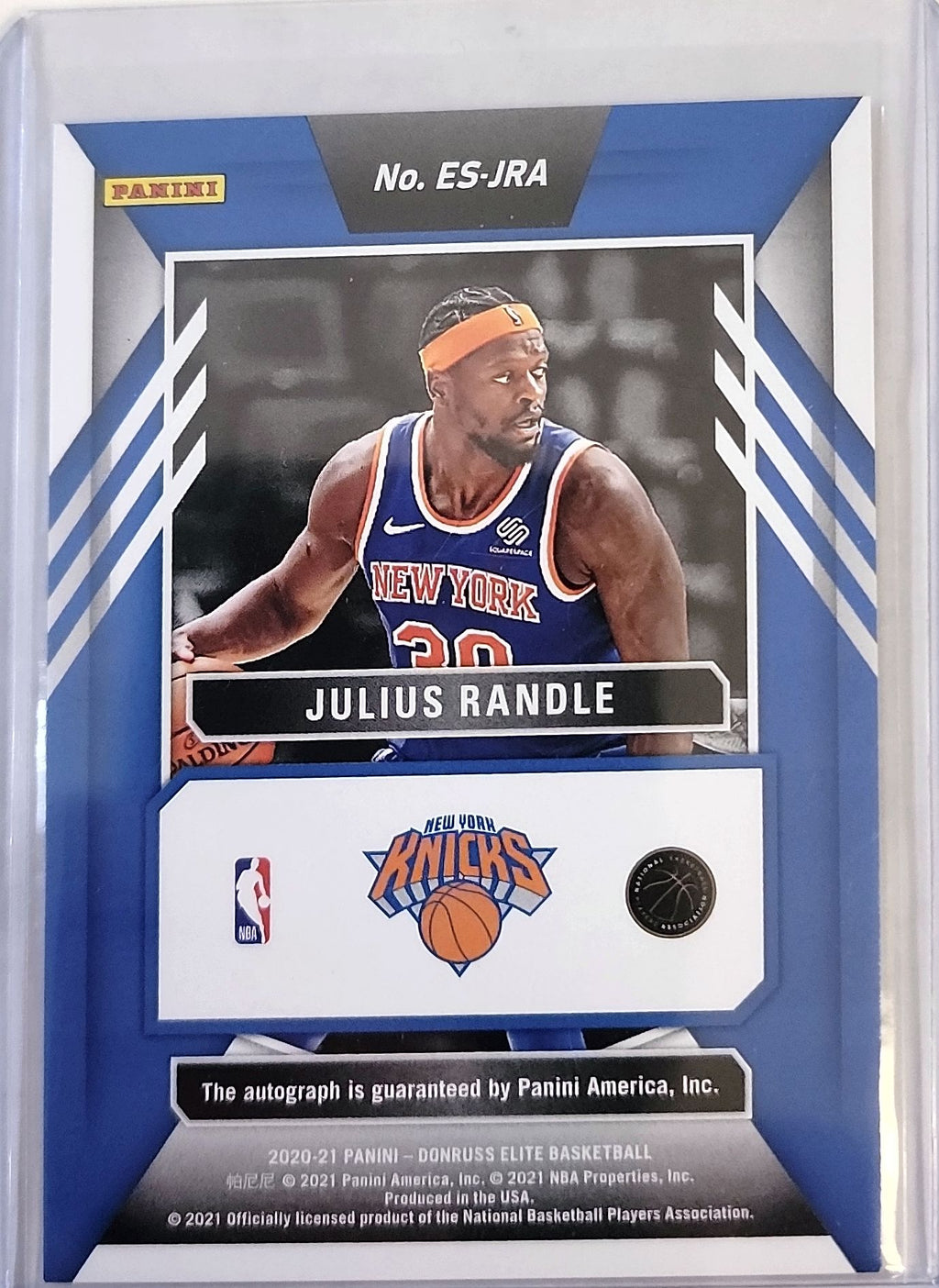 2020-21 Panini Donruss Elite #ES-JRA Julius Randle Elite Signatures Purple #/15