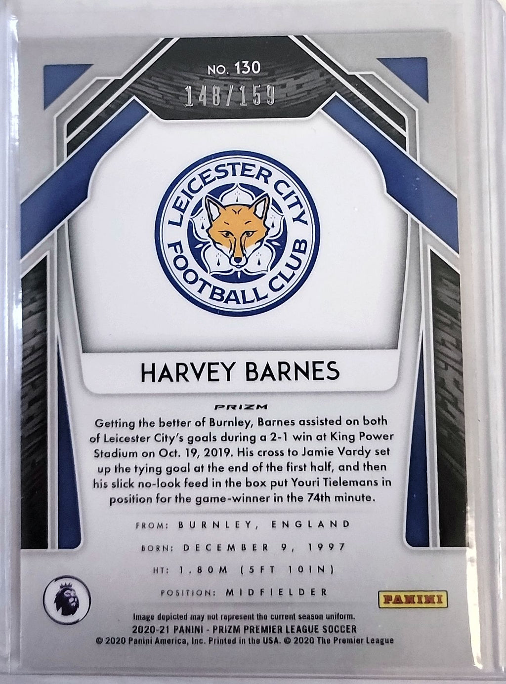 2020-21 Panini Prizm Premier League #130 Harvey Barnes Red Mosaic Prizm #/159