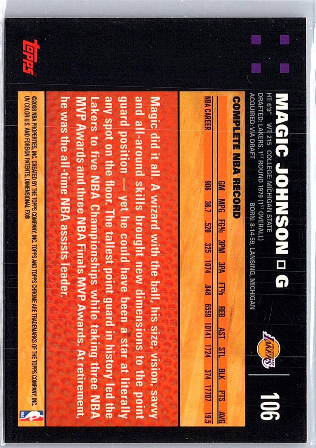 2007-08 Topps Chrome #106 Magic Johnson