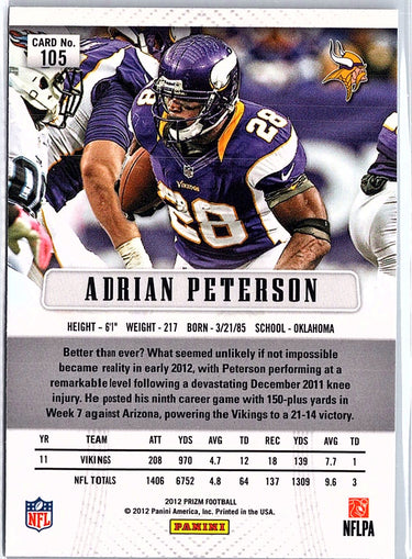 2012 Panini Prizm #105 Adrian Peterson