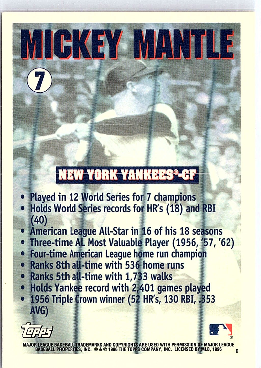 1996 Topps #7 Mickey Mantle