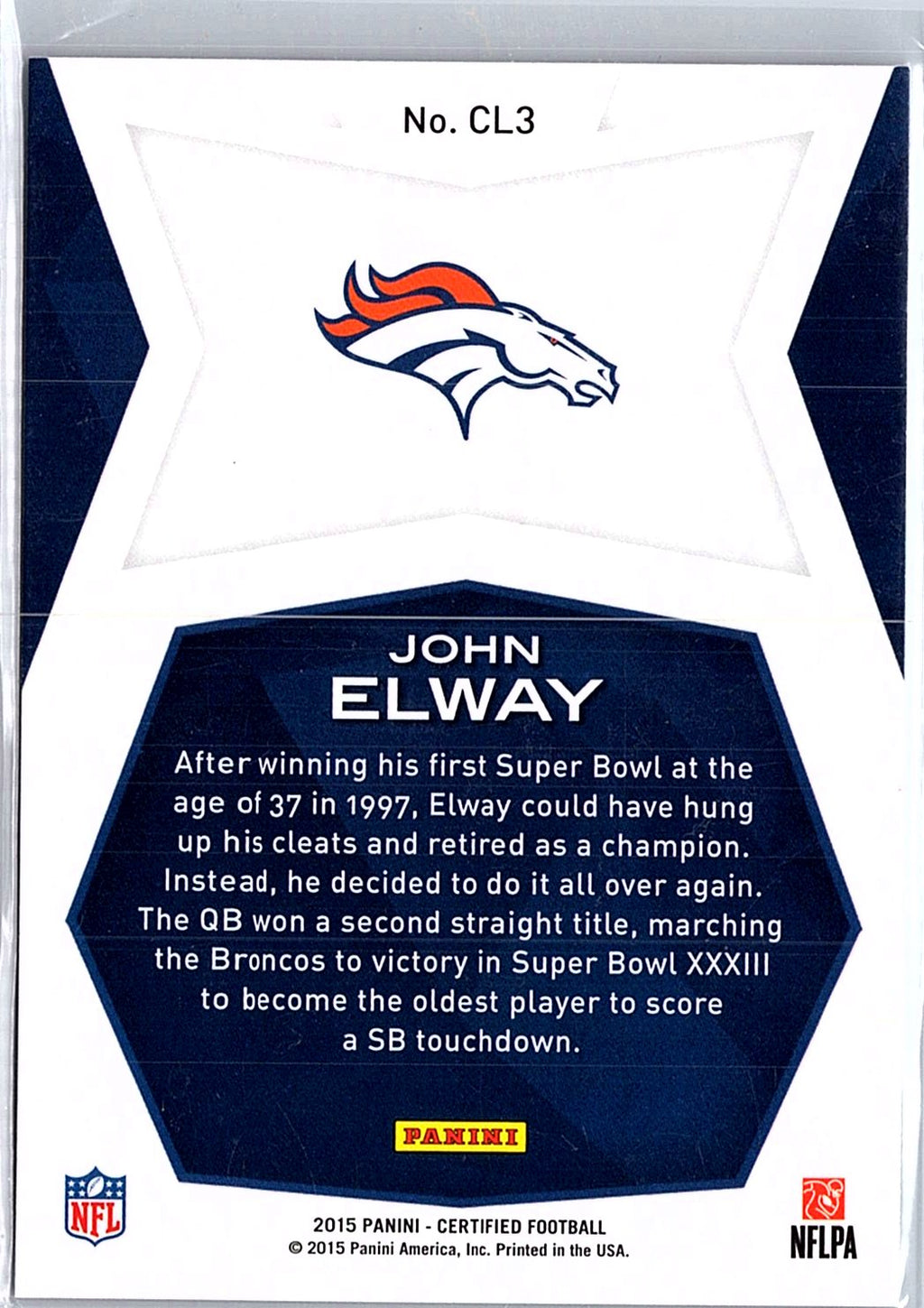 2015 Panini Certified #CL3 John Elway Legends