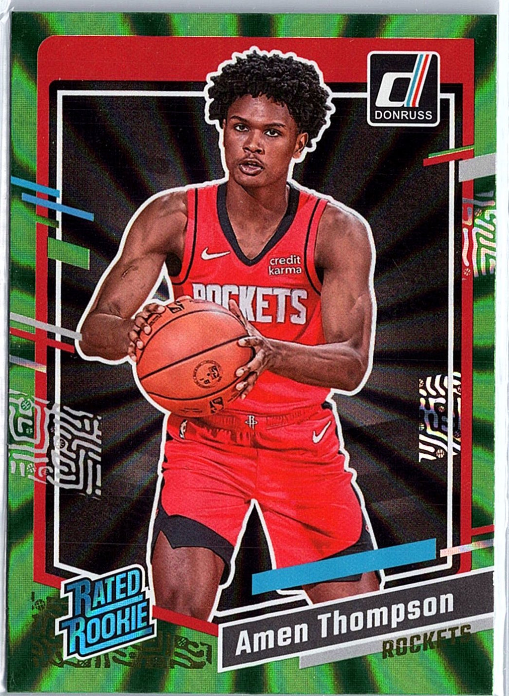 2023-24 Donruss #206 Amen Thompson Green Laser Holo
