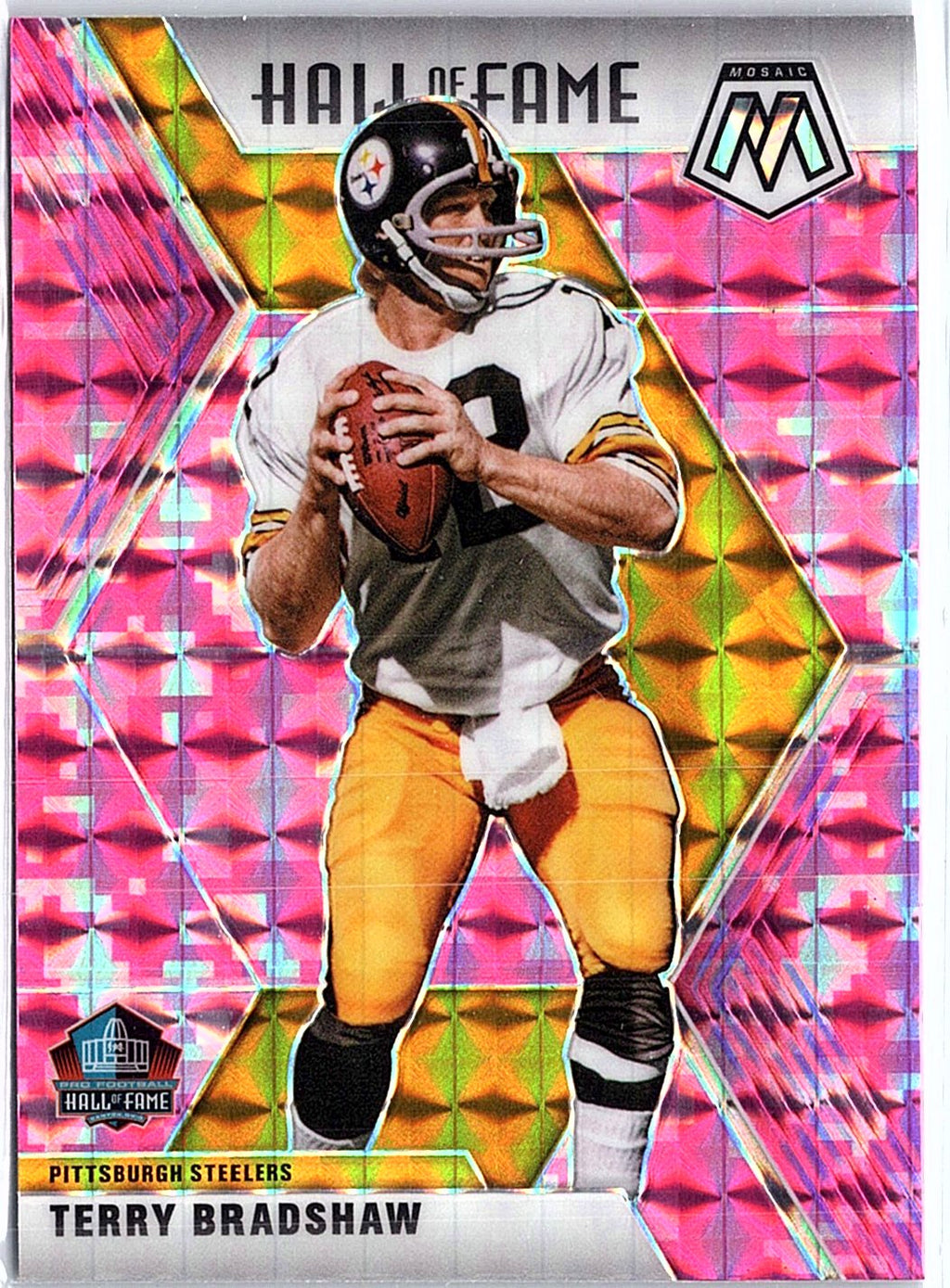 2020 Panini Mosaic #286 Terry Bradshaw Prizm Camo Pink