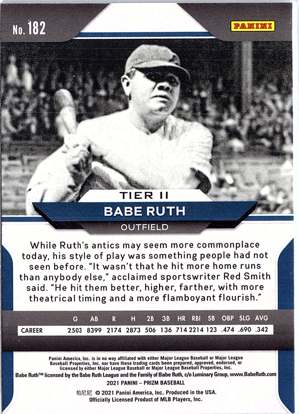 2021 Panini Prizm #182 Babe Ruth