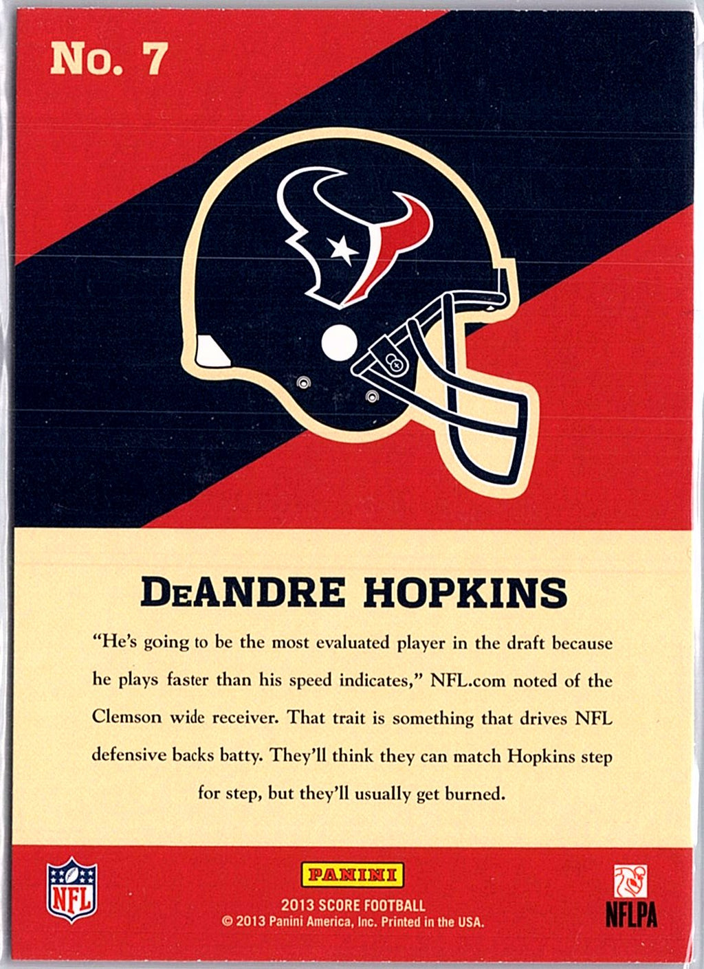 2013 Score #7 DeAndre Hopkins Hot Rookies Retail