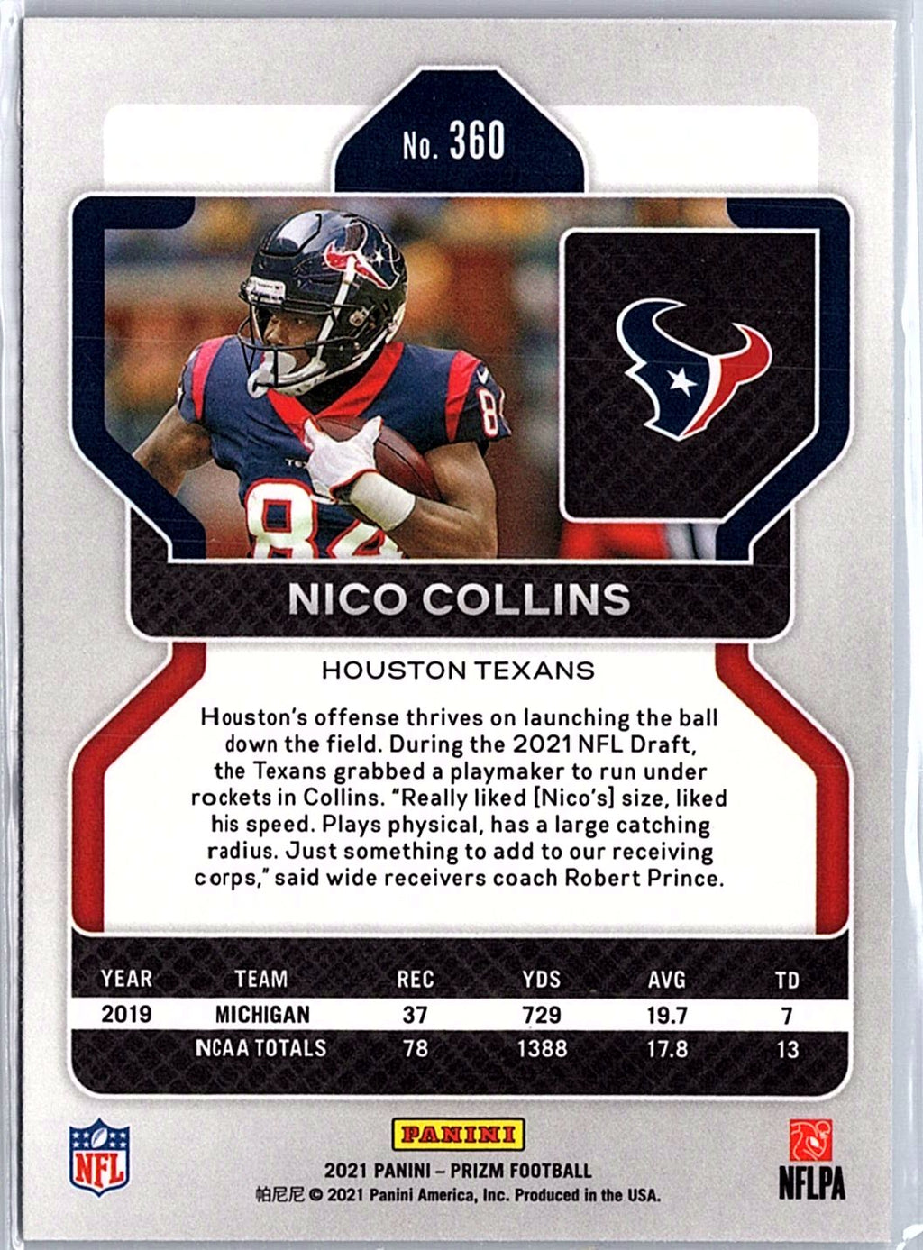 2021 Panini Prizm #360 Nico Collins