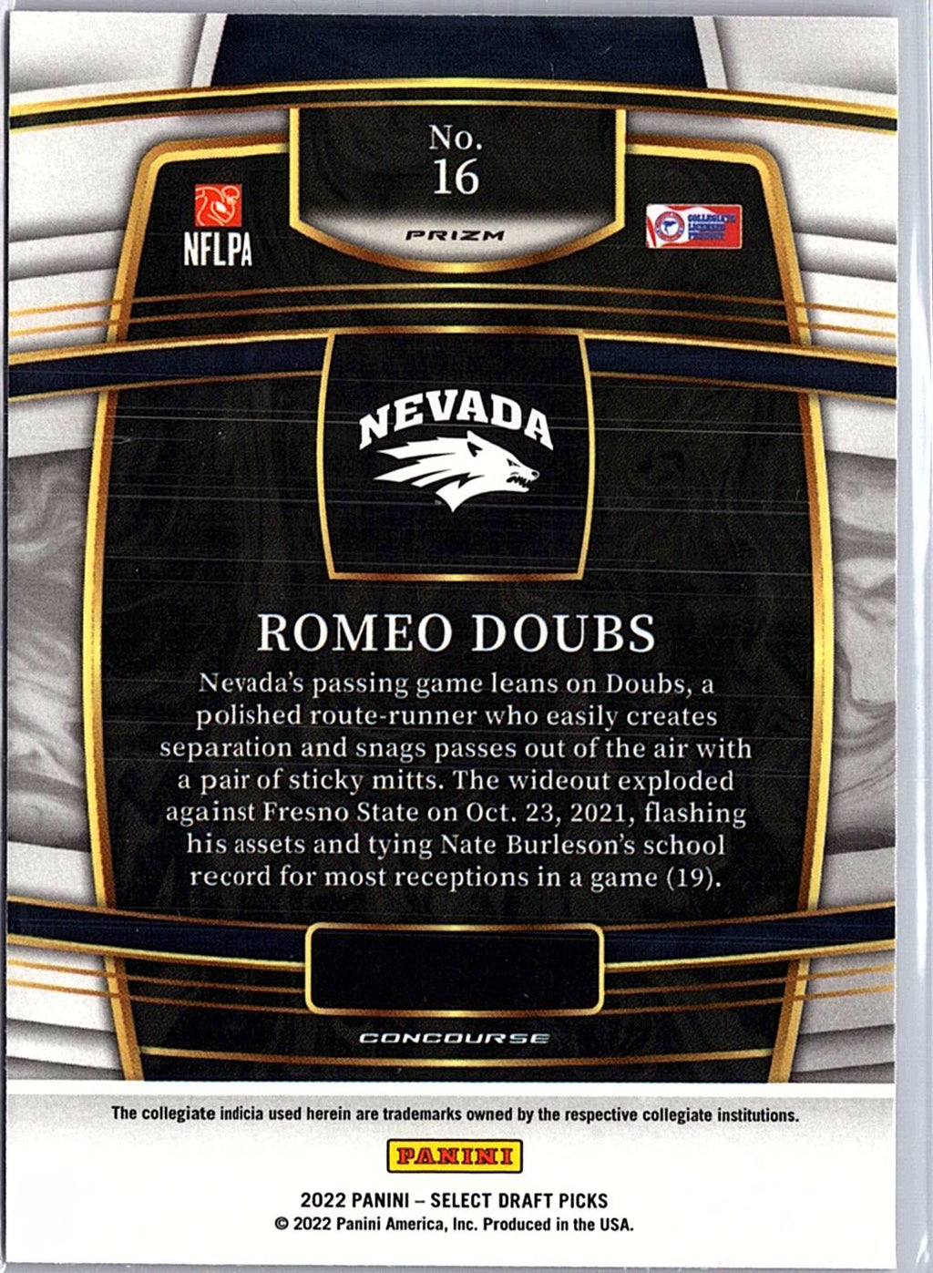 2022 Panini Select Draft Picks #16 Romeo Doubs Red Lazer Prizm