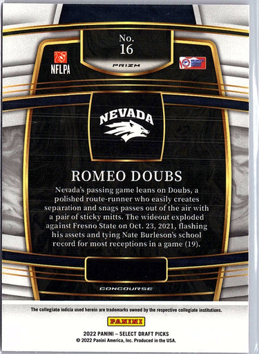 2022 Panini Select Draft Picks #16 Romeo Doubs Red Lazer Prizm