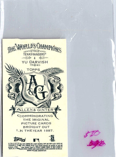 2012 Topps Allen & Ginter #4 Yu Darvish Mini A & G Back