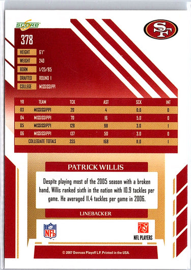 2007 Score #378 Patrick Willis