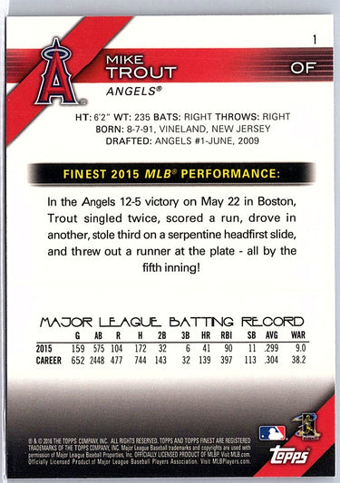2016 Finest #1 Mike Trout