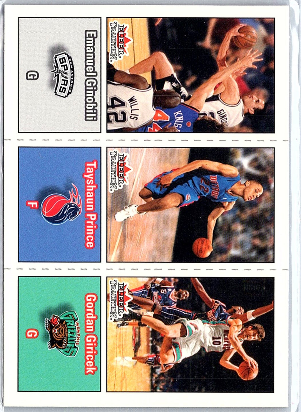 2002-03 Fleer Tradition #272 Emanuel Ginobili / Tayshaun Prince / Gordan Giricek