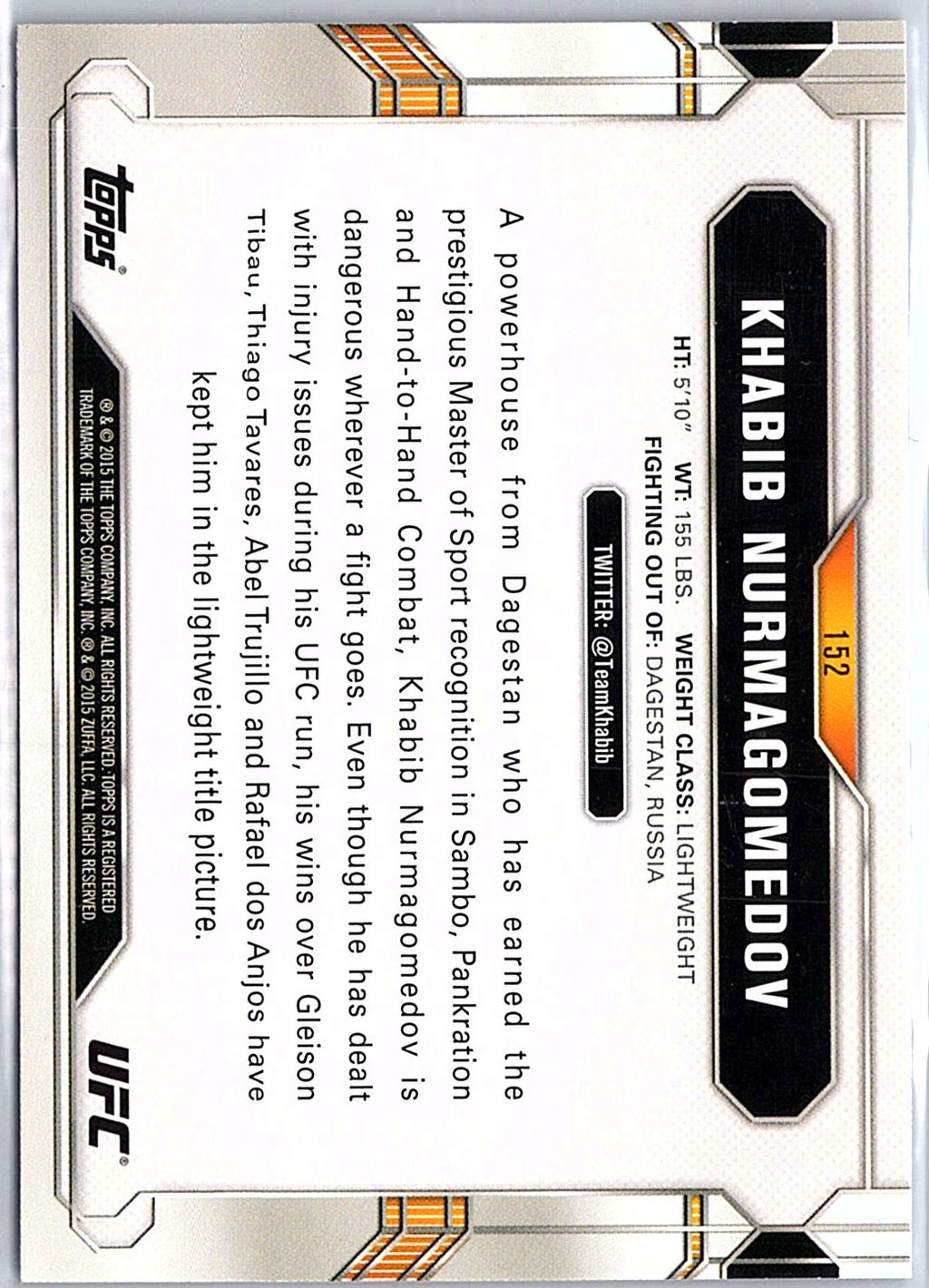 2015 Topps UFC Chronicles #152 Khabib Nurmagomedov