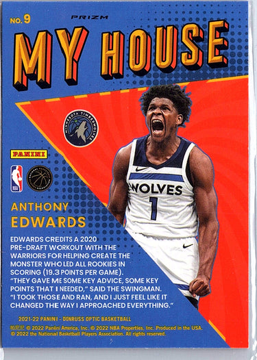 2021-22 Donruss Optic #9 Anthony Edwards My House Purple