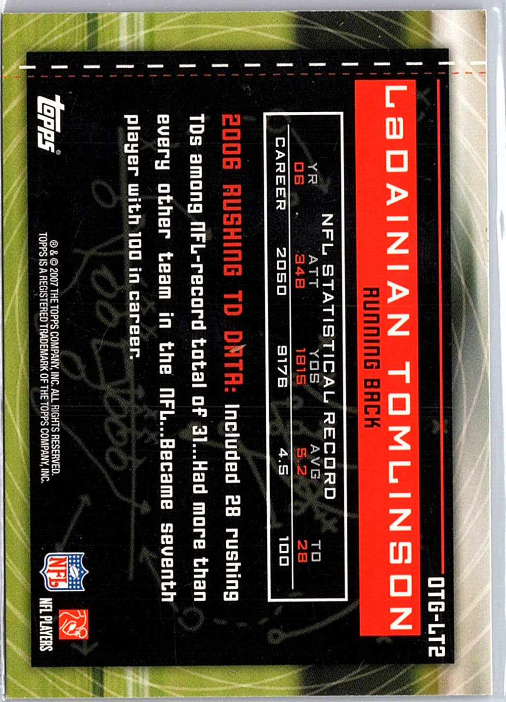 2007 Topps #OTG-LT2 LaDainian Tomlinson Own the Game