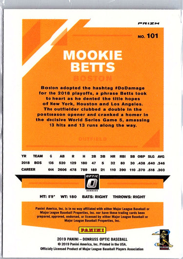 2019 Donruss Optic #101 Mookie Betts Holo