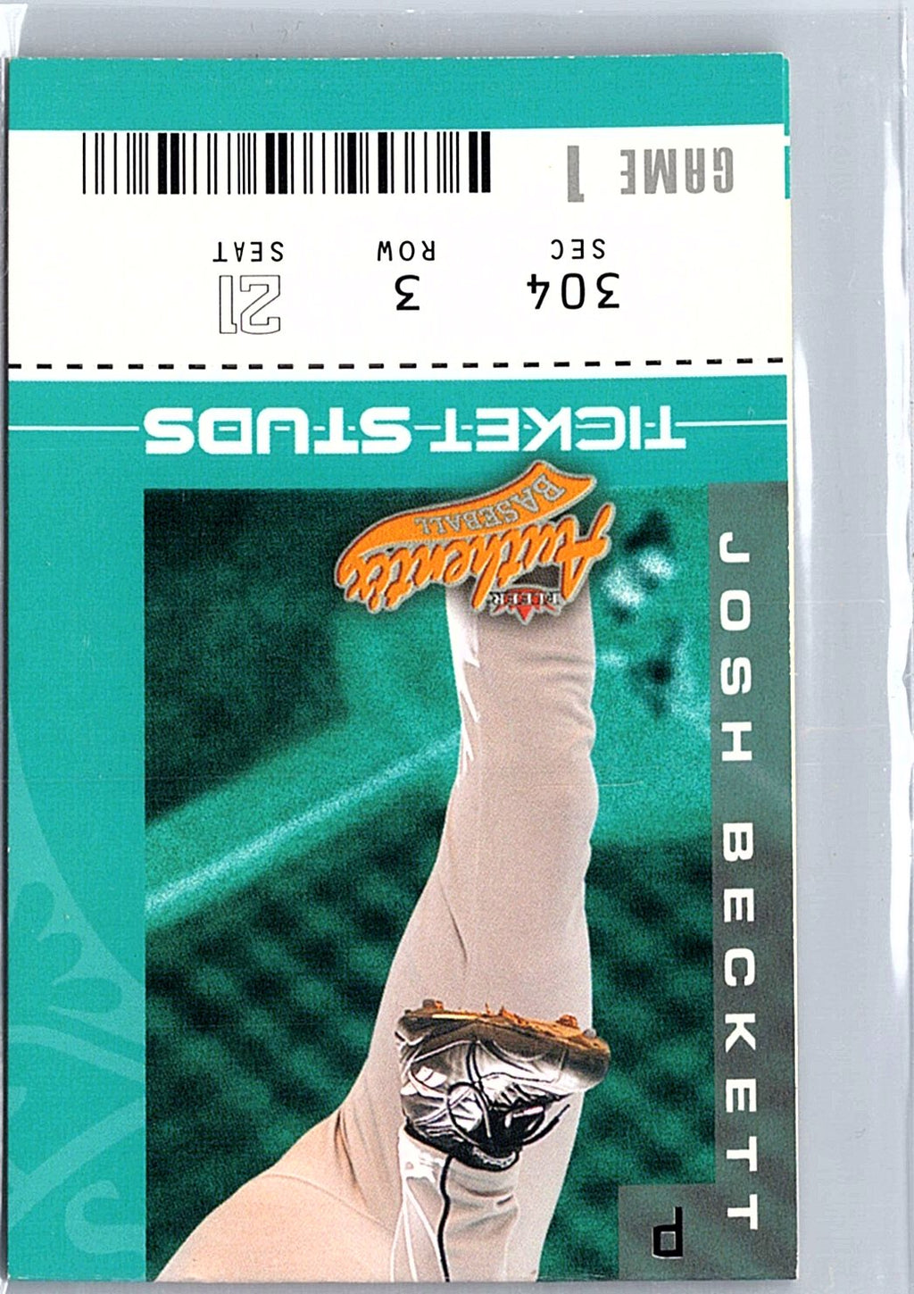 2004 Fleer Authentix #2 TS Josh Beckett Ticket Studs