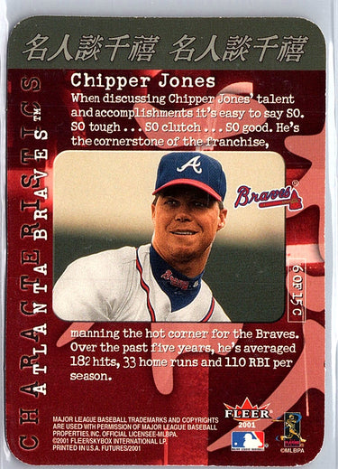 2001 Fleer Futures #6C Chipper Jones Characteristics