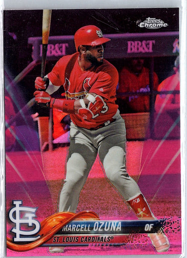 2018 Topps Chrome #149 Marcell Ozuna Pink Refractor