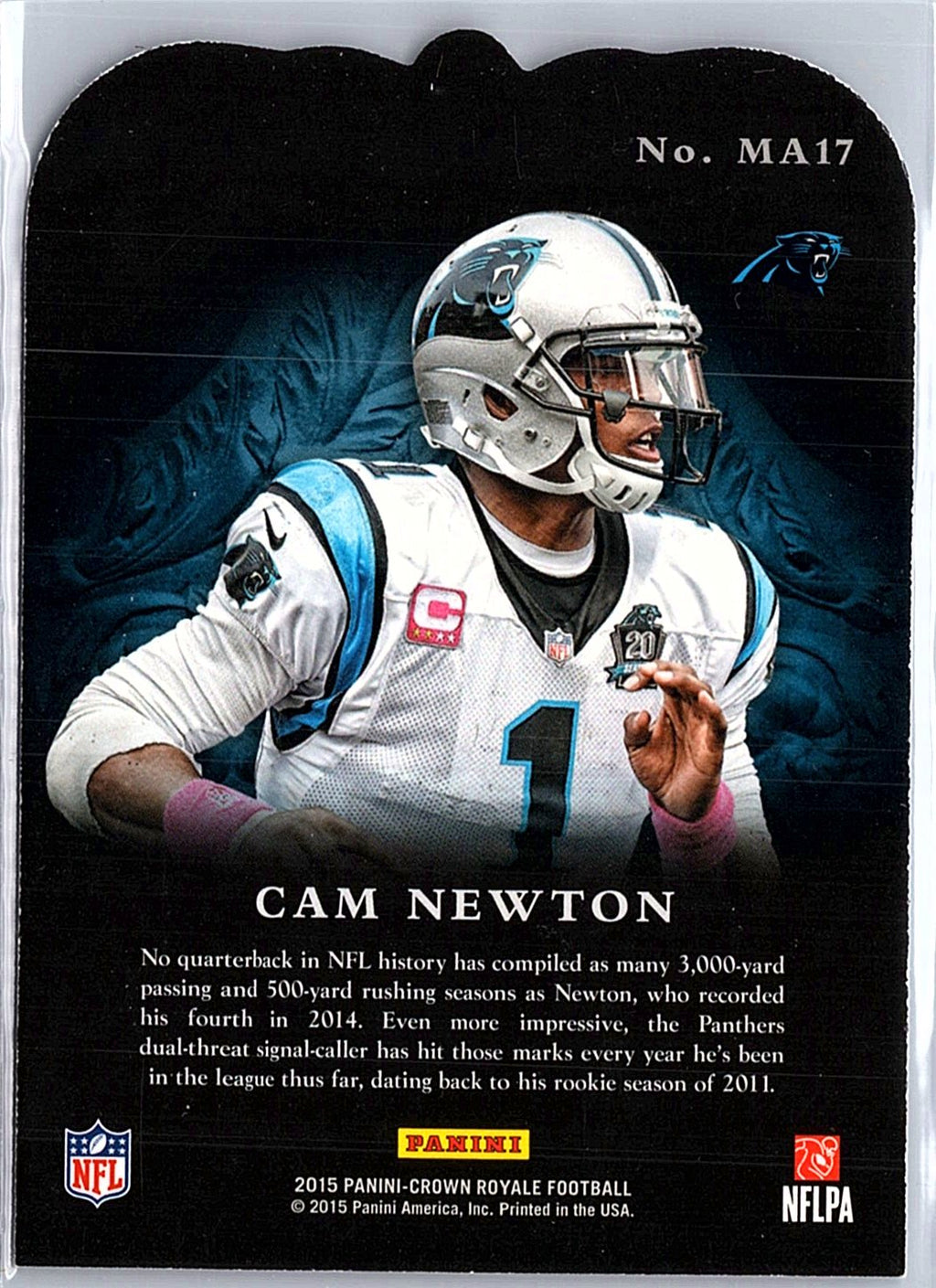 2015 Panini Crown Royale #MA17 Cam Newton Men at Arms Die Cuts