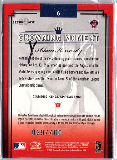 2003 Donruss Diamond Kings #6 Adam Kennedy Framed Gray (Silver Foil) #/400