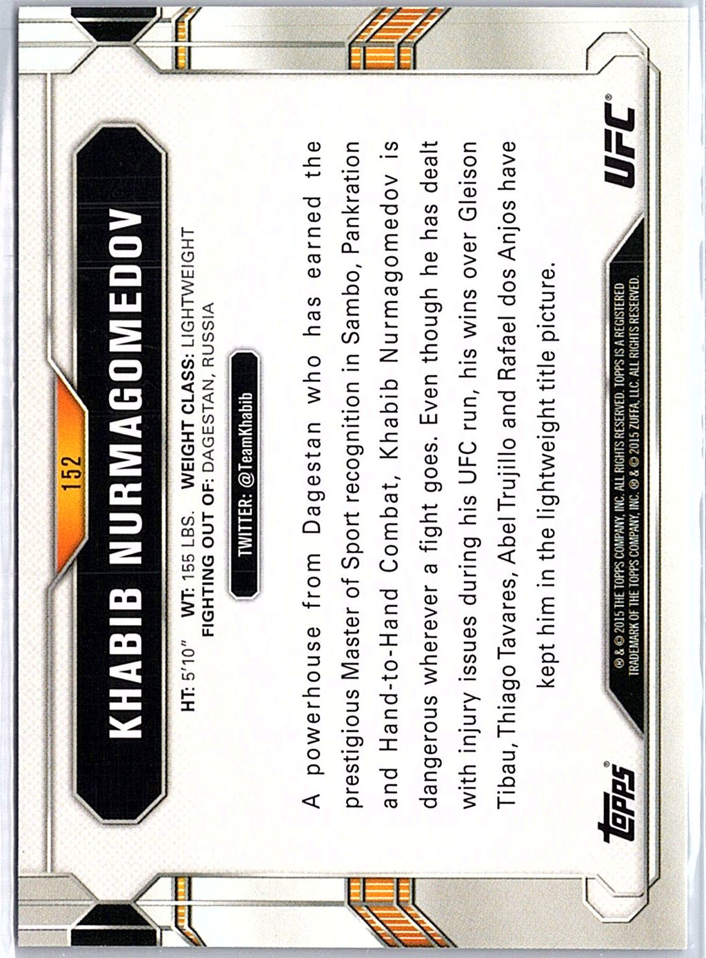 2015 Topps UFC Chronicles #152 Khabib Nurmagomedov