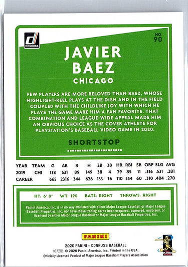 2020 Donruss #90 Javier Baez Milestone Stat Line #/100