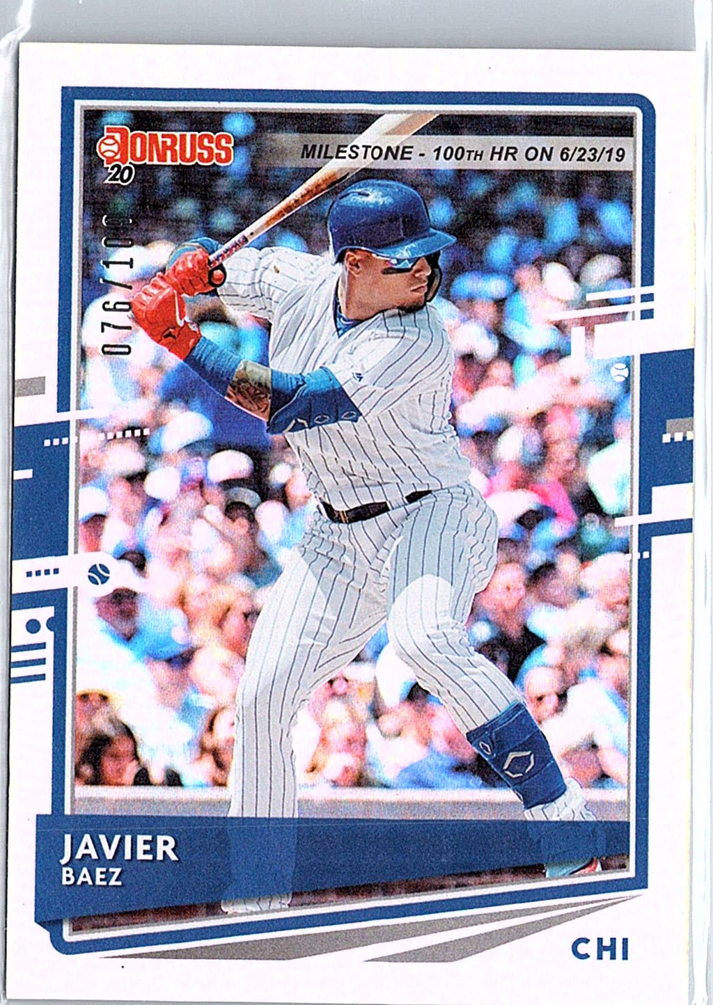 2020 Donruss #90 Javier Baez Milestone Stat Line #/100