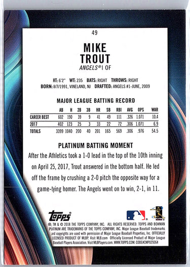 2018 Bowman Platinum #49 Mike Trout