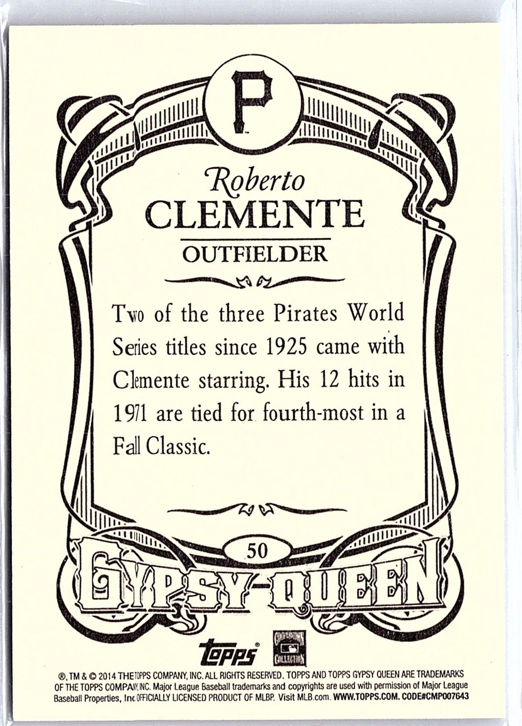 2014 Topps Gypsy Queen #50 Roberto Clemente Framed White