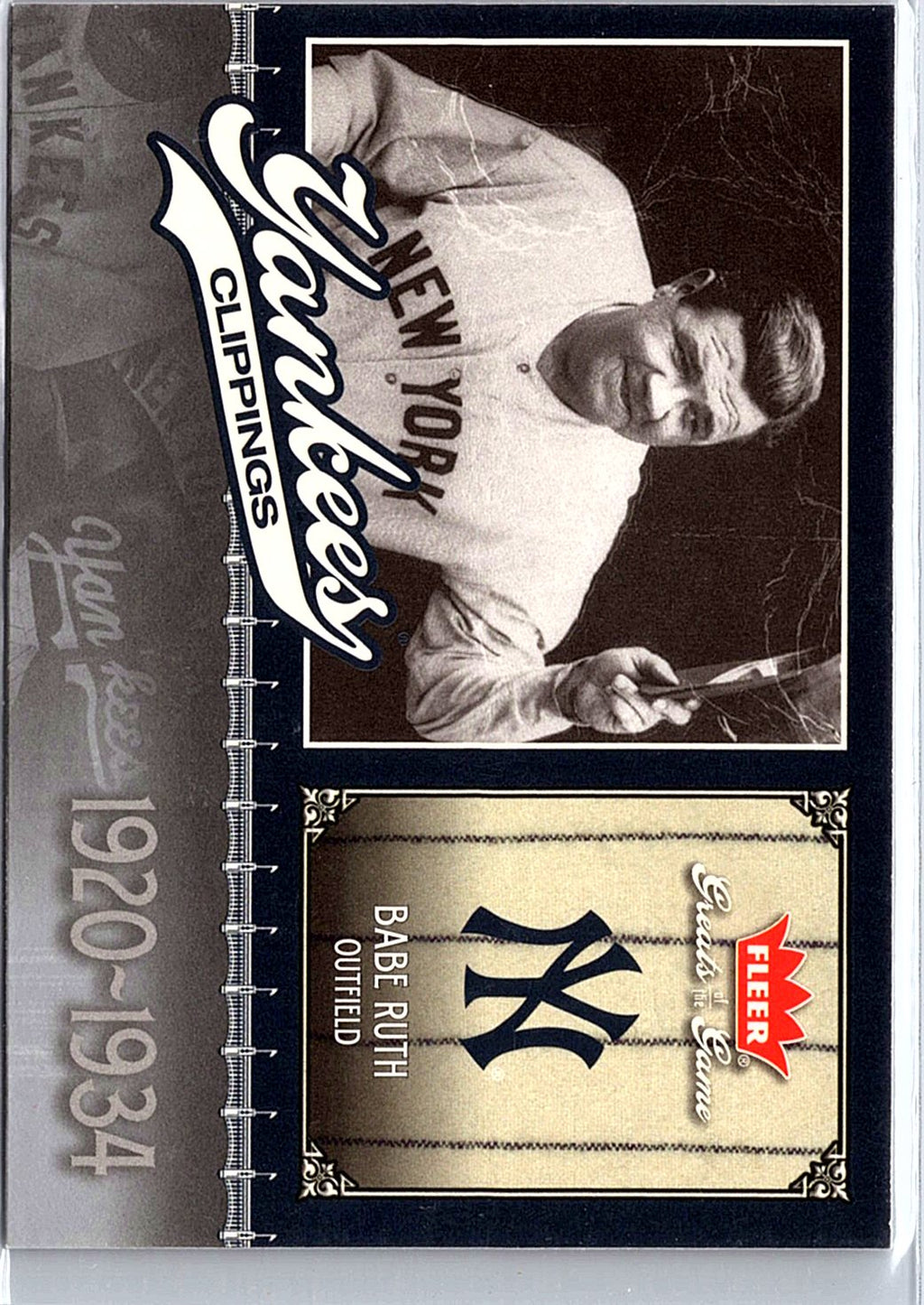 2006 Fleer Greats of the Game #NYY-BR Babe Ruth Yankee Clippings