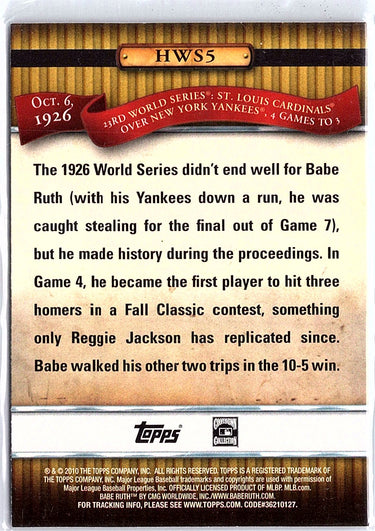 2010 Topps #HWS5 Babe Ruth History of the World Series