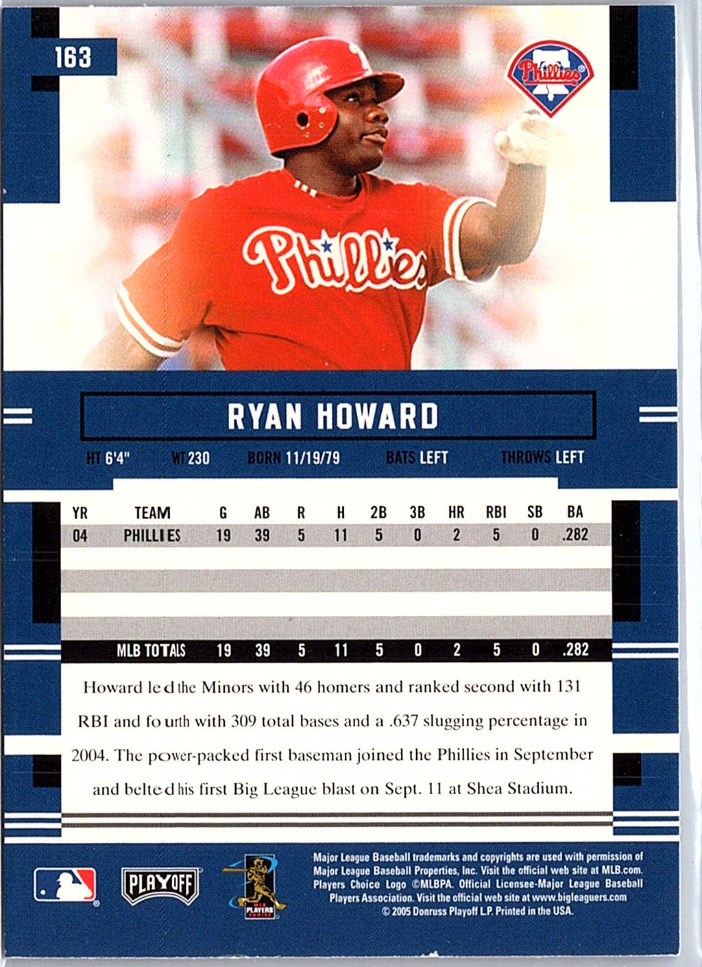 2005 Playoff Prestige #163 Ryan Howard