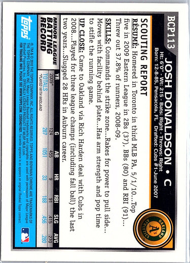 2010 Bowman Chrome #BCP113 Josh Donaldson Prospects