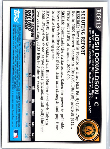 2010 Bowman Chrome #BCP113 Josh Donaldson Prospects