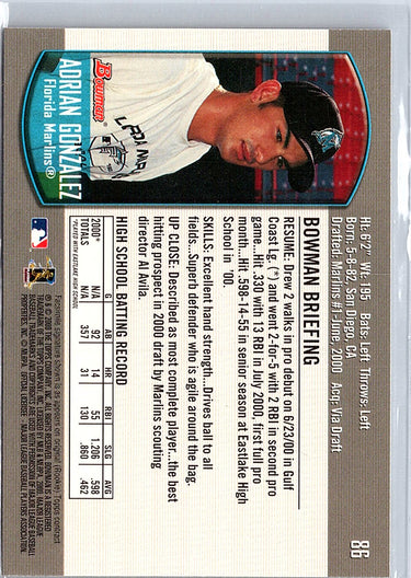 2000 Bowman Draft Picks & Prospects #86 Adrian Gonzalez